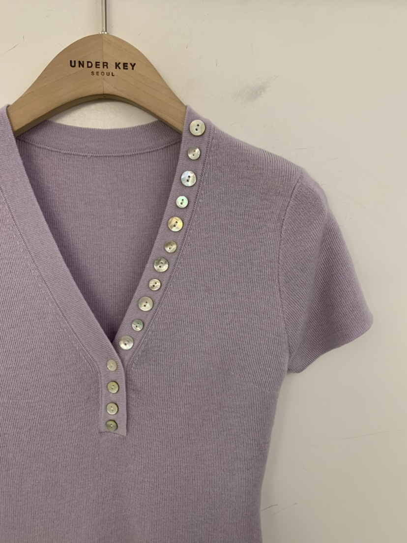 UNDER KEY韓國直郵女士新品熱賣人氣休閑推薦針織衫V領紐扣UNDER KEY針織衫