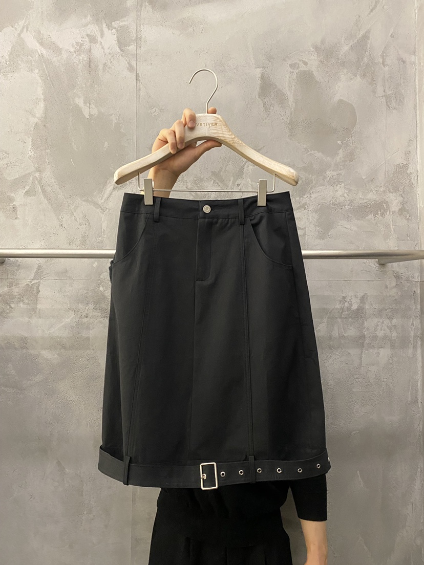 THE VETIVER-A韓國代購女裝新款時尚半身裙中短裙含腰帶VETIVER半身裙/中短裙圖色1