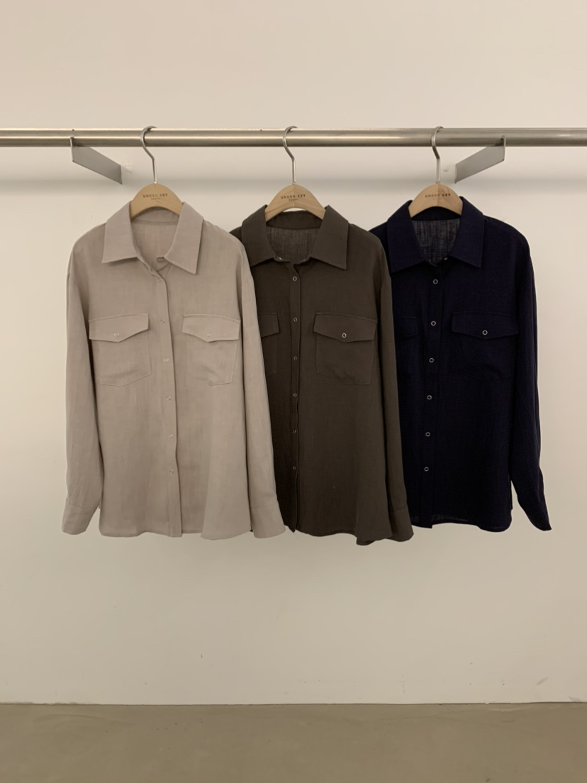 UNDER KEY韓國直郵女裝新品熱賣時尚26春夏襯衫蕾絲衫亞麻布UNDER KEY襯衫/蕾絲衫