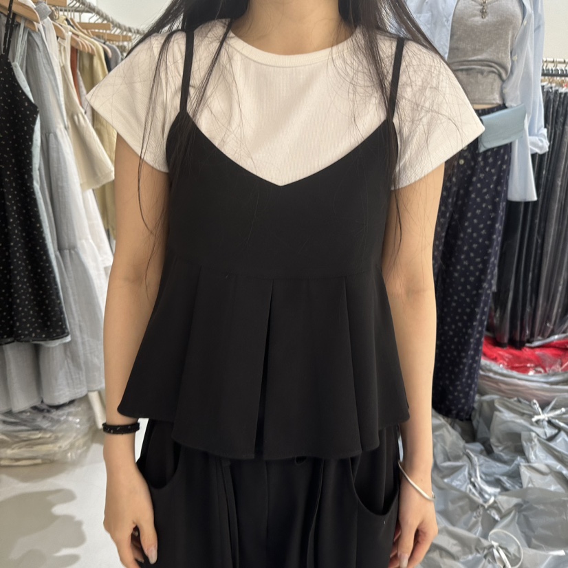 BAGUETTE-P韓國代購女裝新品熱賣時尚休閑人氣26春夏吊帶背心BAGUETTE-P吊帶/背心圖色2黑色