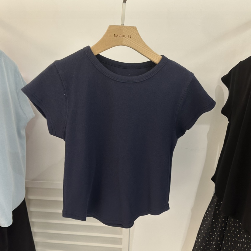 BAGUETTE-P韓國代購女裝新品人氣職業推薦時尚休閑26春夏T恤BAGUETTE-PT恤圖色5深藍色