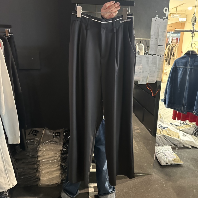 ELF-L韓國東大門直郵女裝新款熱賣職業休閑休閑褲刺繡條紋PROJECT ELF/ELF-L休閑褲圖色1墨色