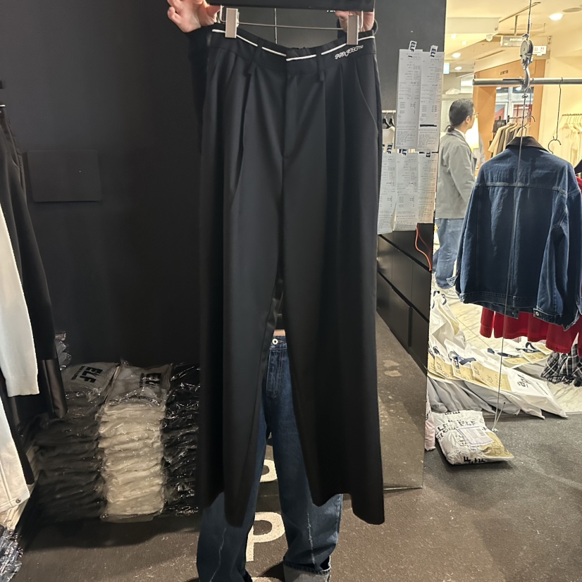 ELF-L韓國東大門直郵女裝新款熱賣職業休閑休閑褲刺繡條紋PROJECT ELF/ELF-L休閑褲圖色2黑色