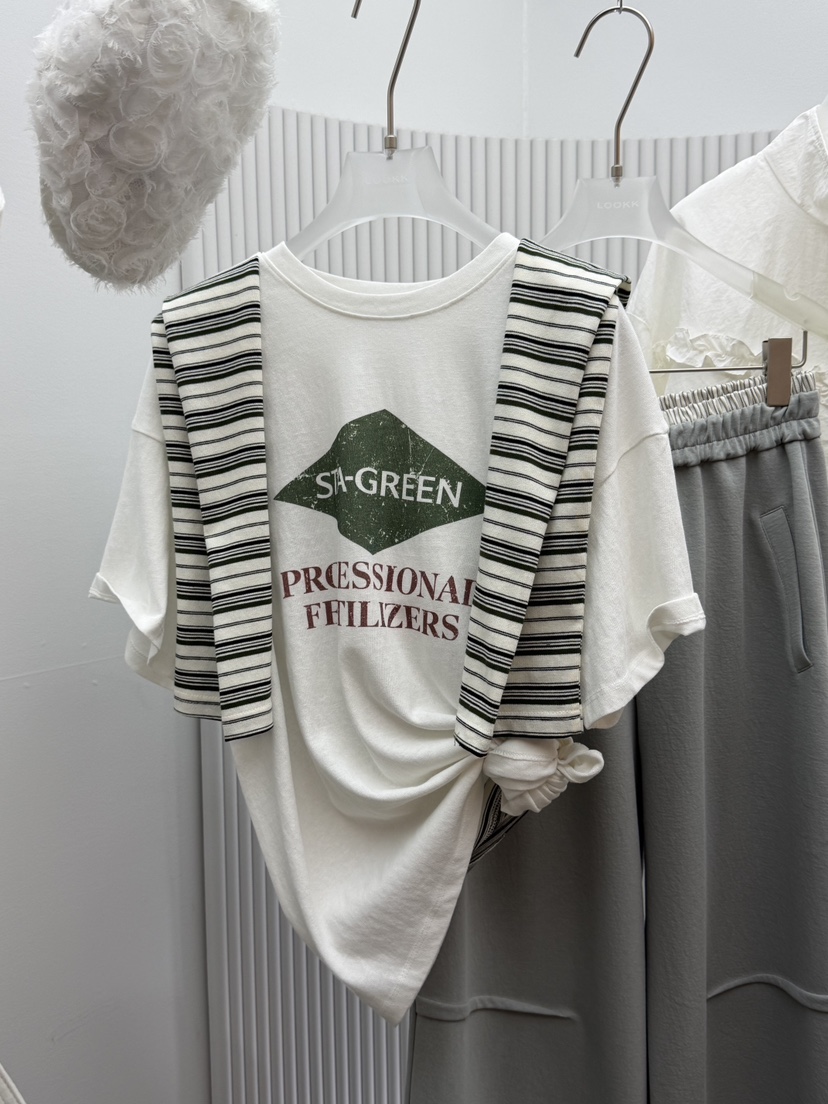 LOOKK/MIMME韓國直郵女士新品人氣職業26春夏T恤不含披肩LOOKK/MIMMET恤圖色2