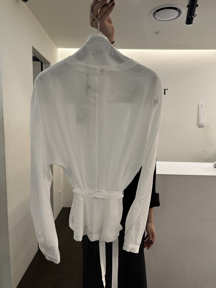 YOUR-P韓國代購女裝新款職業26春夏休閑襯衫蕾絲衫含腰帶YOUR-P襯衫/蕾絲衫