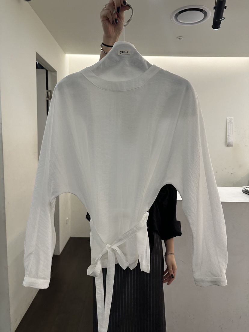 YOUR-P韓國代購女裝新款職業26春夏休閑襯衫蕾絲衫含腰帶YOUR-P襯衫/蕾絲衫圖色1