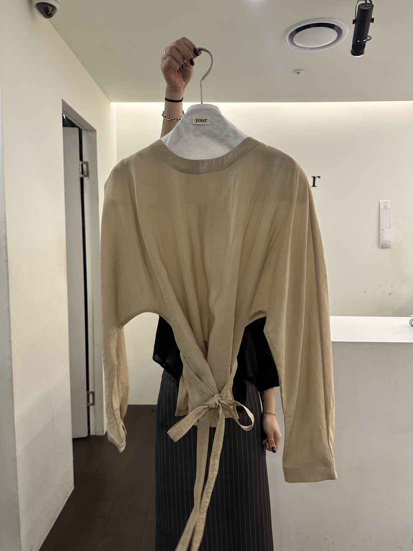 YOUR-P韓國代購女裝新款職業26春夏休閑襯衫蕾絲衫含腰帶YOUR-P襯衫/蕾絲衫圖色2