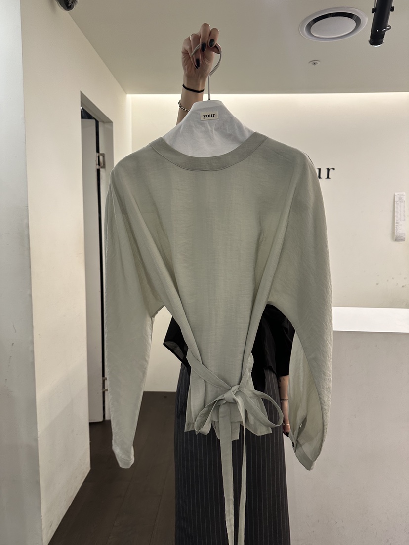 YOUR-P韓國代購女裝新款職業26春夏休閑襯衫蕾絲衫含腰帶YOUR-P襯衫/蕾絲衫圖色3