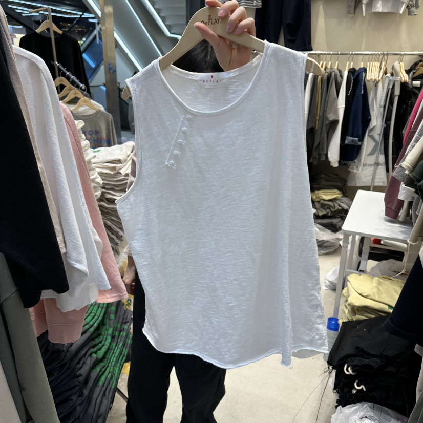 REPLAY東大門直郵女裝新品人氣職業26春夏休閑吊帶背心紐扣REPLAY吊帶/背心圖色1