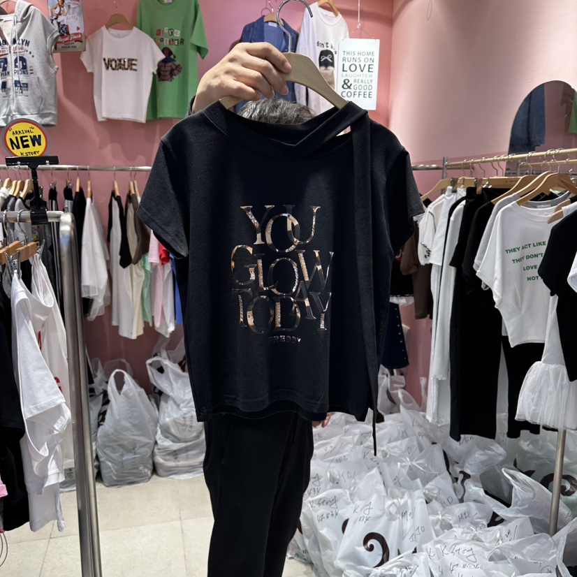 K STORY東大門實拍女士新款推薦職業26春夏真品人氣T恤圍巾K STORYT恤圖色2