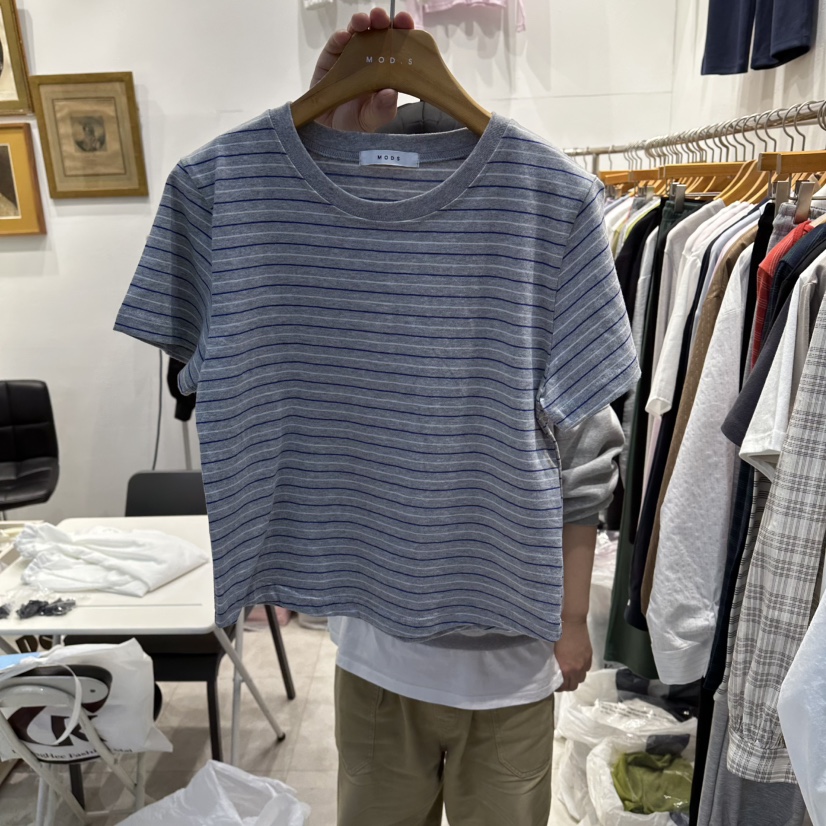MODS-Q東大門實拍女士新款時尚熱賣26春夏休閑推薦T恤條紋MODS-QT恤圖色3