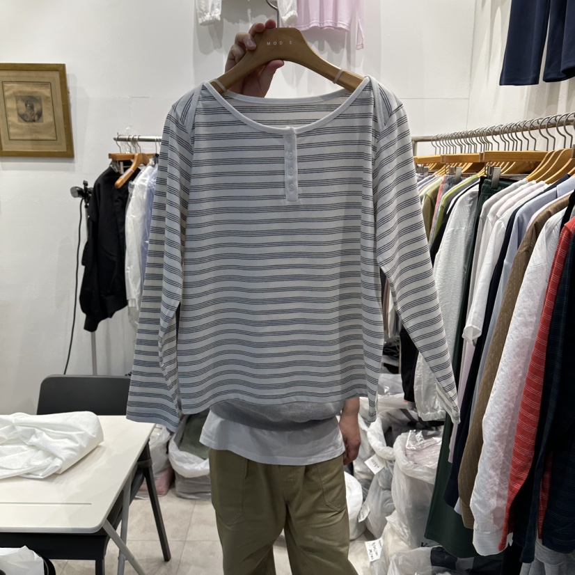 MODS-Q東大門代購女裝新款真品推薦時尚休閑長袖T恤條紋MODS-Q長袖T恤圖色1