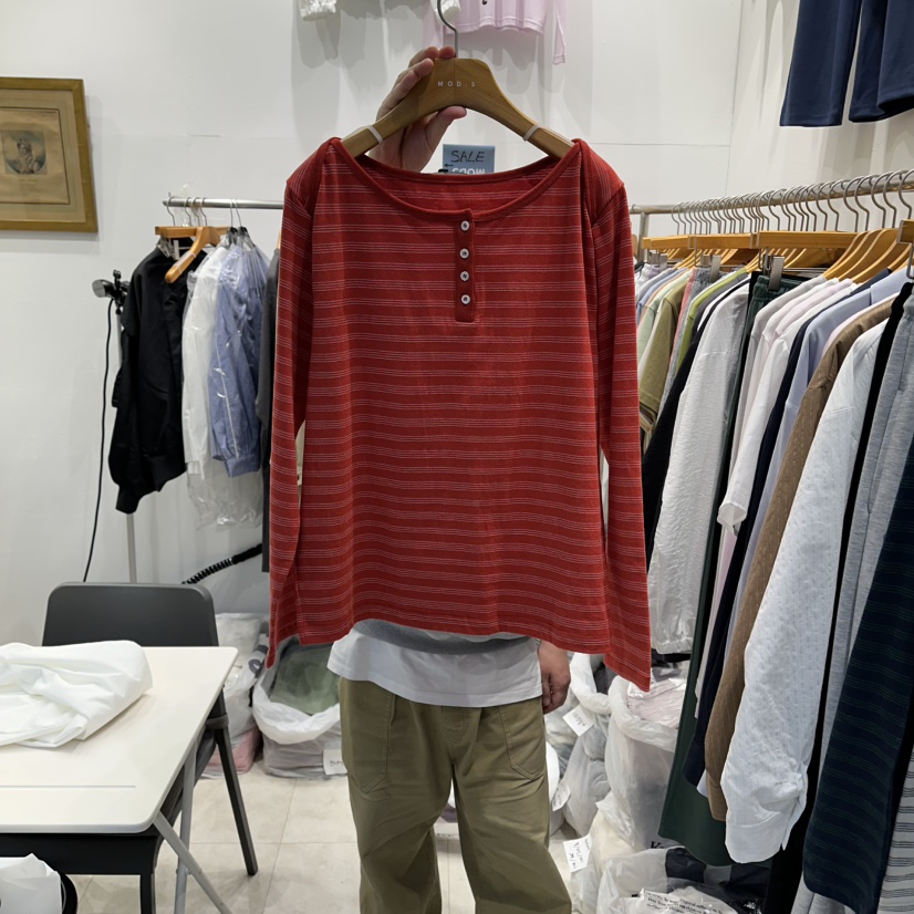 MODS-Q東大門代購女裝新款真品推薦時尚休閑長袖T恤條紋MODS-Q長袖T恤圖色2