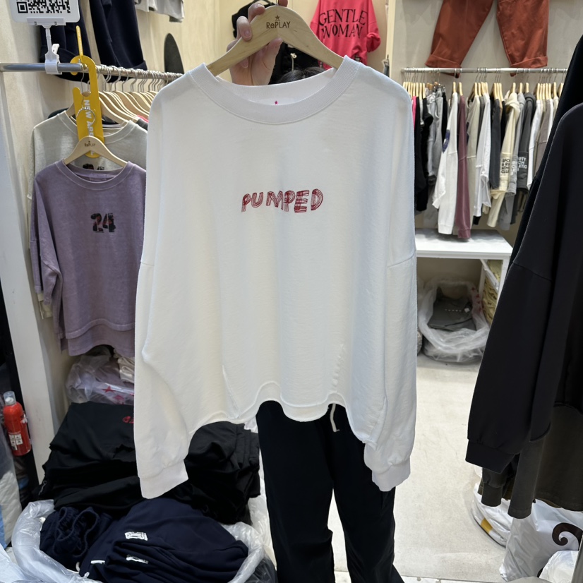 REPLAY東大門直郵女士新款職業時尚熱賣真品休閑長袖T恤刺繡REPLAY長袖T恤圖色1