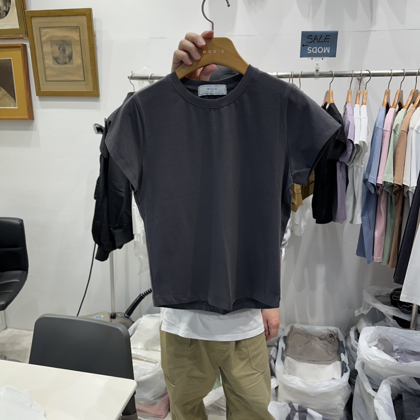 MODS-Q韓國代購女裝新款職業休閑熱賣26春夏時尚推薦T恤MODS-QT恤圖色4墨色