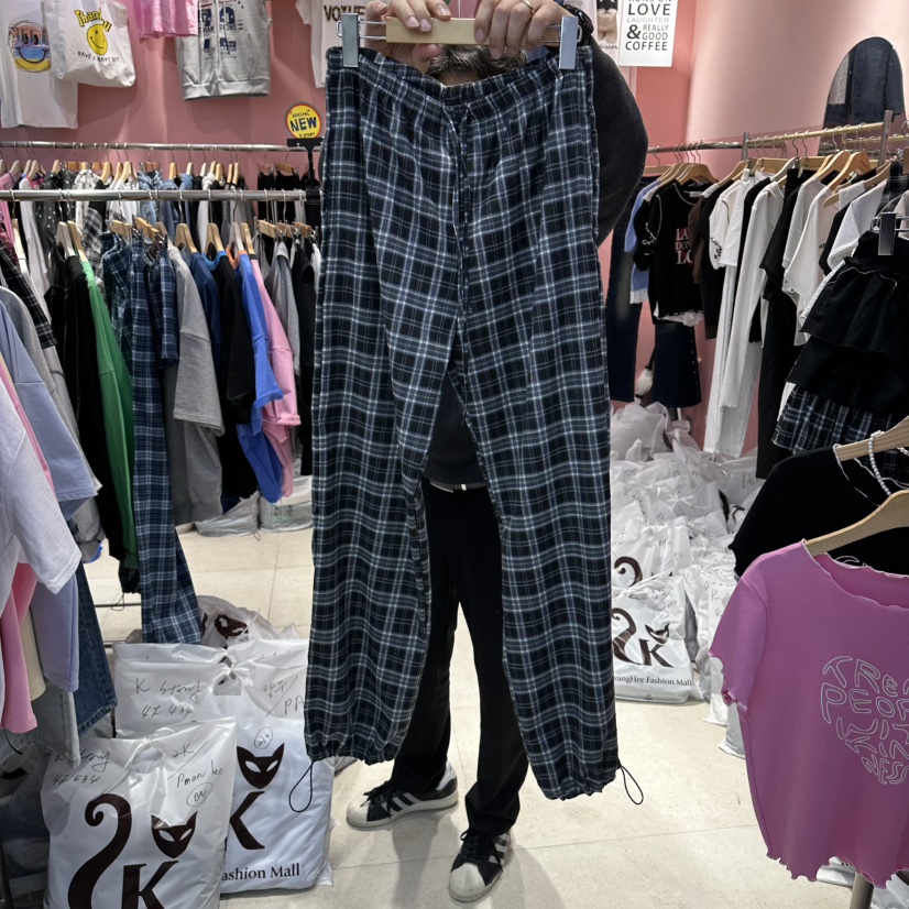 K STORY東大門直郵女士新款人氣休閑真品推薦休閑褲格子K STORY休閑褲圖色2