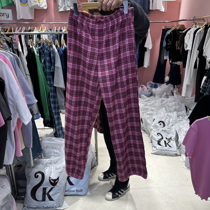 K STORY東大門直郵女士新款人氣休閑真品推薦休閑褲格子K STORY休閑褲圖色3