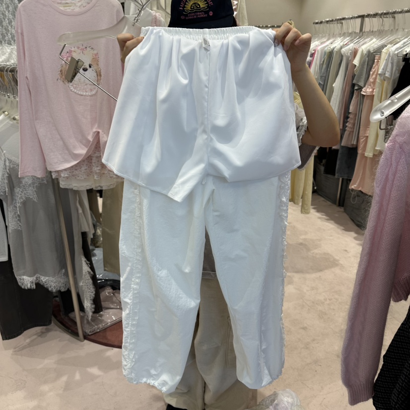 MIMME/LOOKK東大門實拍女士新品真品26春夏休閑褲蕾絲條紋MIMME/LOOKK休閑褲