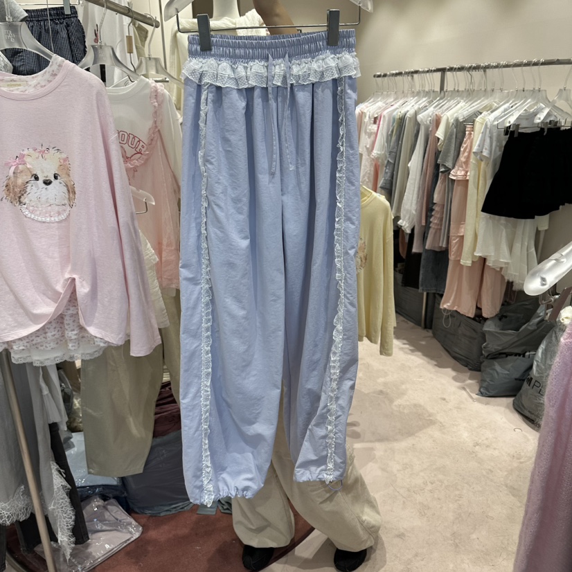 MIMME/LOOKK東大門實拍女士新品真品26春夏休閑褲蕾絲條紋MIMME/LOOKK休閑褲圖色1