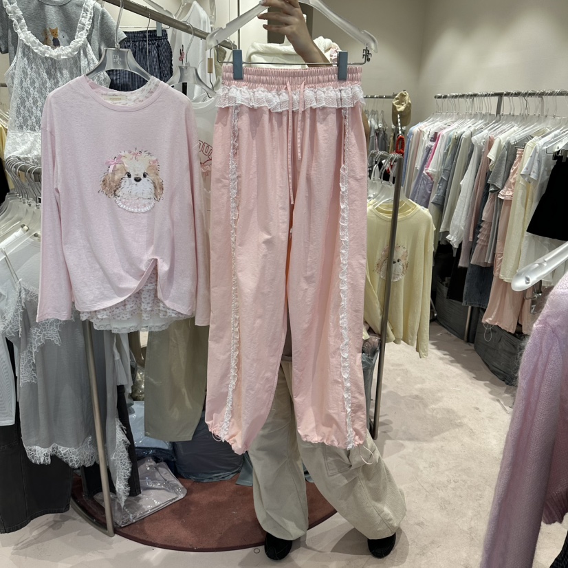 MIMME/LOOKK東大門實拍女士新品真品26春夏休閑褲蕾絲條紋MIMME/LOOKK休閑褲圖色2