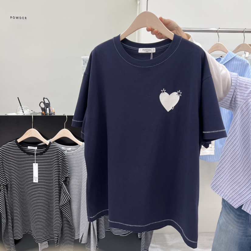 POWDER東大門代購女士新款職業26春夏人氣真品休閑時尚T恤POWDERT恤圖色2