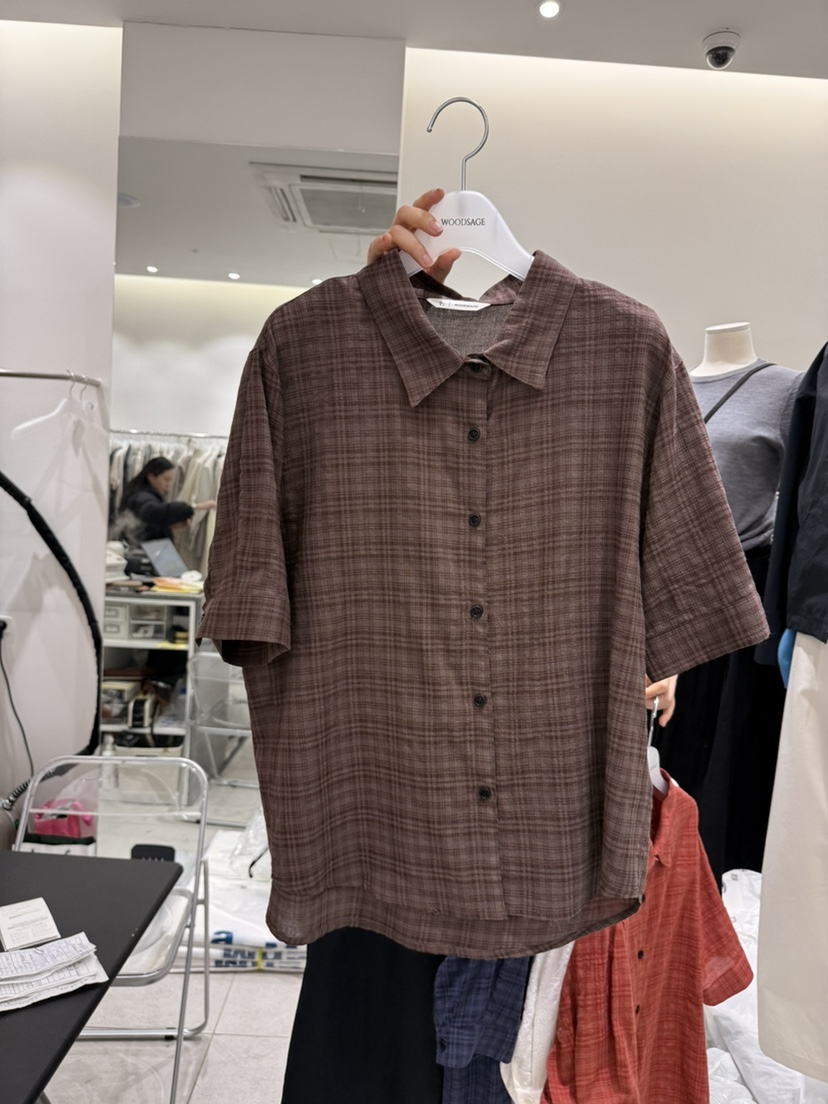 WOOD SAGE韓國代購女裝新款推薦熱賣26春夏襯衫蕾絲衫格子WOOD SAGE襯衫/蕾絲衫圖色4