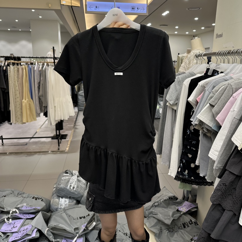 BENE韓國代購女裝新品推薦職業休閑人氣真品熱賣26春夏T恤褶皺BENET恤圖色3
