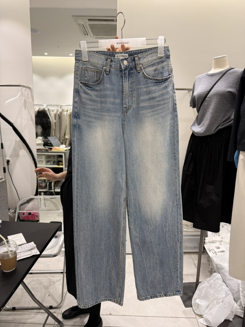 WOOD SAGE韓國代購女裝新品真品推薦職業26春夏牛仔褲水洗WOOD SAGE牛仔褲圖色1