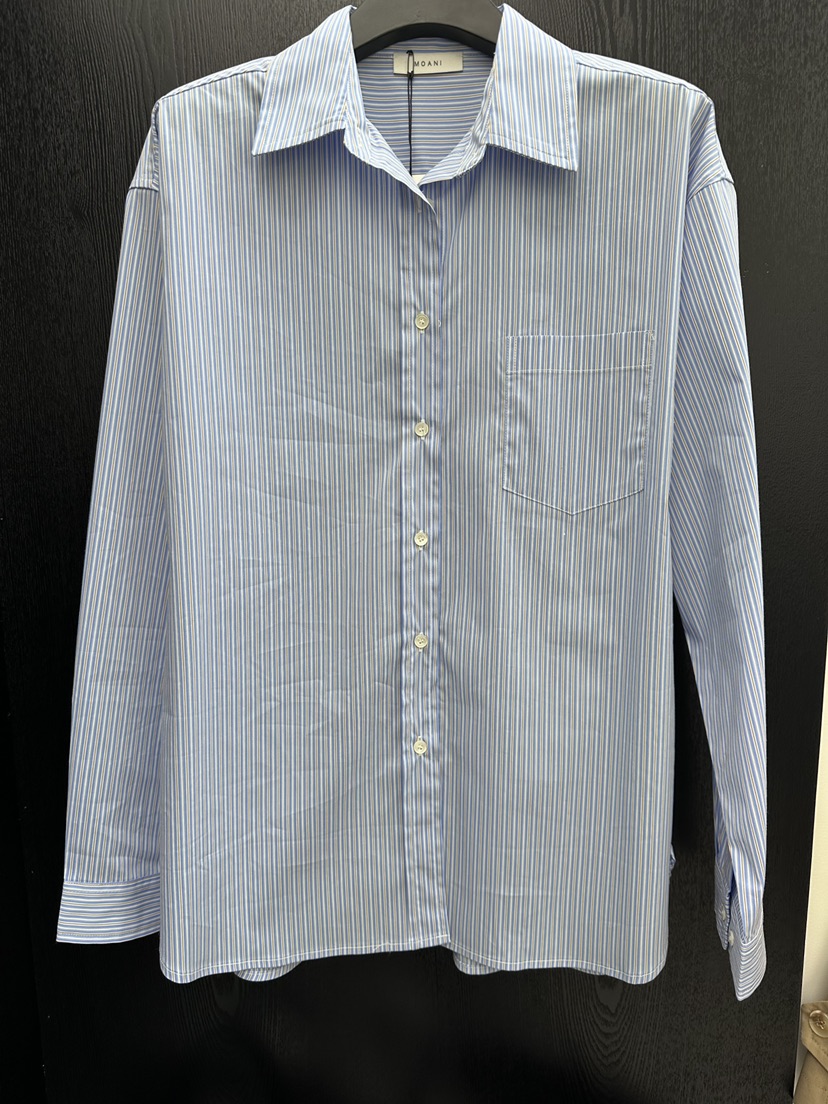 MOANI韓國直郵女裝新品人氣休閑26春夏真品襯衫蕾絲衫條紋MOANI襯衫/蕾絲衫圖色1淺藍