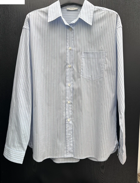 MOANI韓國直郵女裝新品人氣休閑26春夏真品襯衫蕾絲衫條紋MOANI襯衫/蕾絲衫圖色2深藍