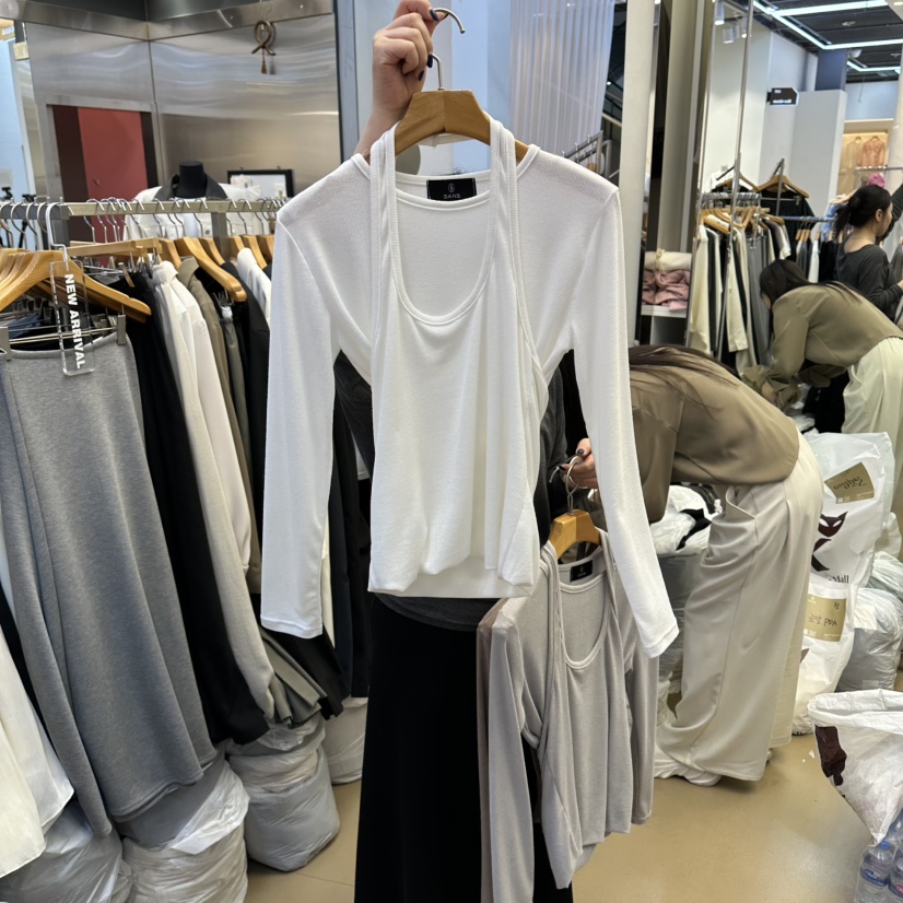 SANS東大門實拍女裝新款職業時尚人氣26春夏針織衫假兩件SANS針織衫圖色1