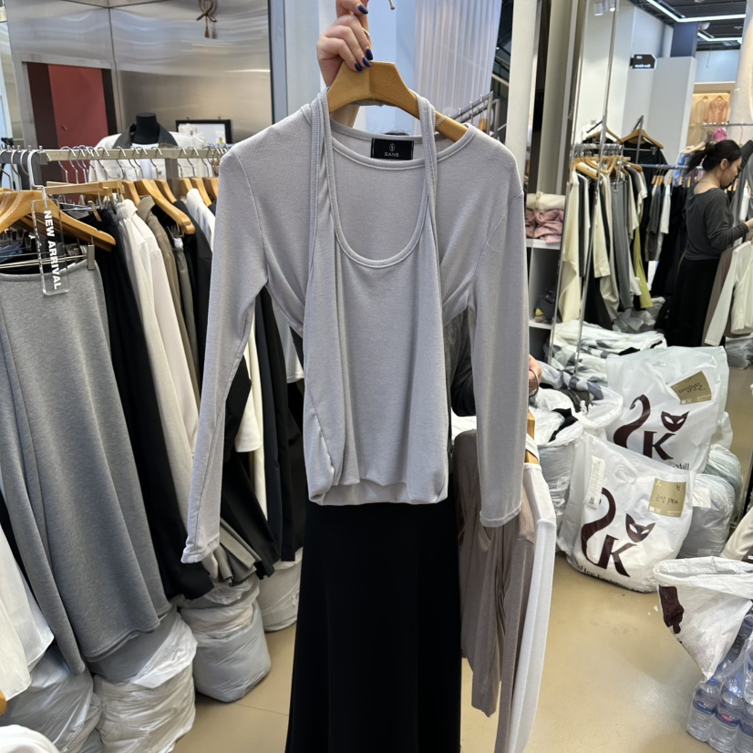 SANS東大門實拍女裝新款職業時尚人氣26春夏針織衫假兩件SANS針織衫圖色2