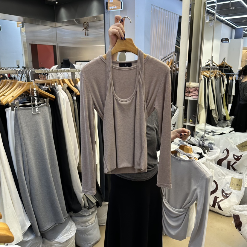 SANS東大門實拍女裝新款職業時尚人氣26春夏針織衫假兩件SANS針織衫圖色3