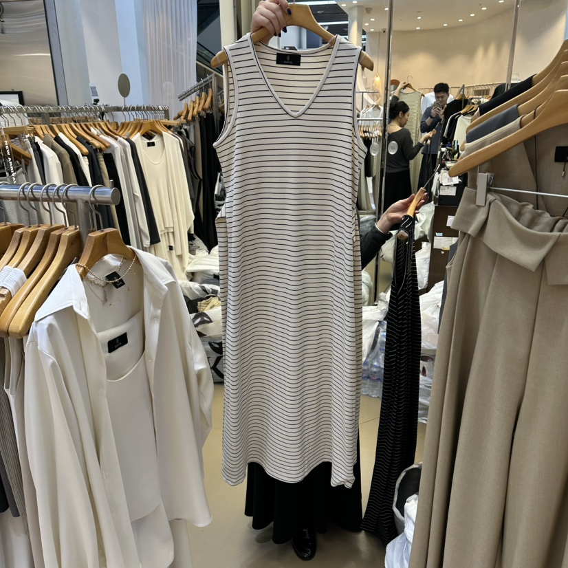 SANS東大門直郵女裝新款熱賣休閑時尚推薦連衣裙腰帶條紋SANS連衣裙圖色1