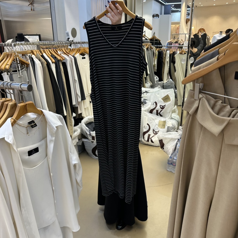 SANS東大門直郵女裝新款熱賣休閑時尚推薦連衣裙腰帶條紋SANS連衣裙圖色2