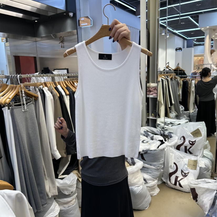 SANS東大門實拍女裝新品26春夏熱賣人氣推薦吊帶背心羅紋SANS吊帶/背心圖色1