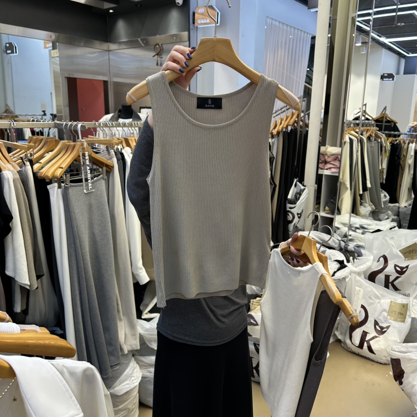 SANS東大門實拍女裝新品26春夏熱賣人氣推薦吊帶背心羅紋SANS吊帶/背心圖色2