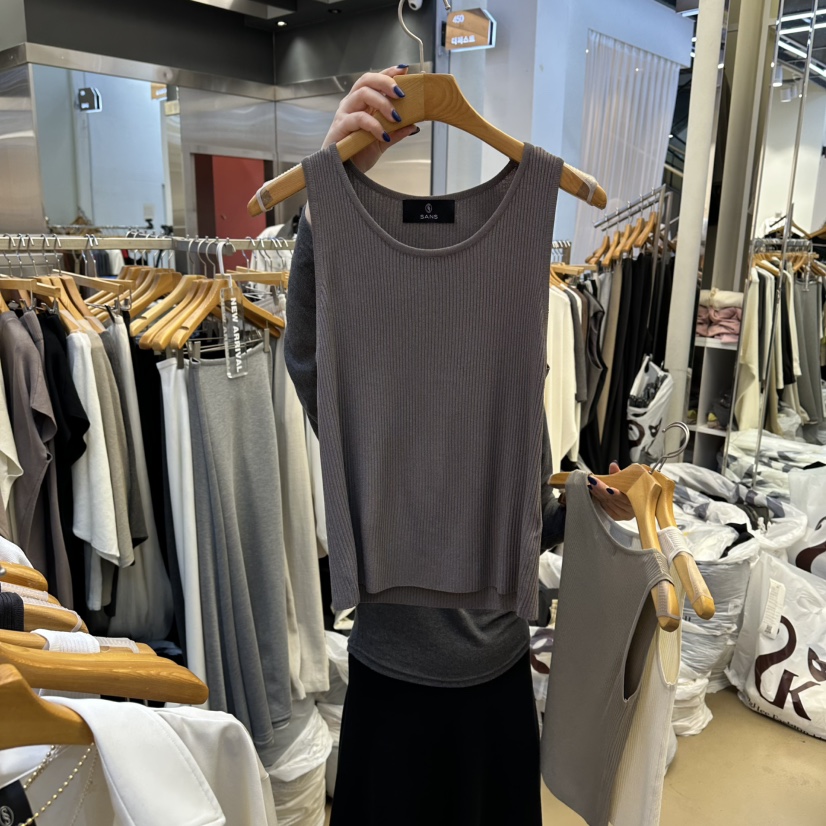 SANS東大門實拍女裝新品26春夏熱賣人氣推薦吊帶背心羅紋SANS吊帶/背心圖色4灰色