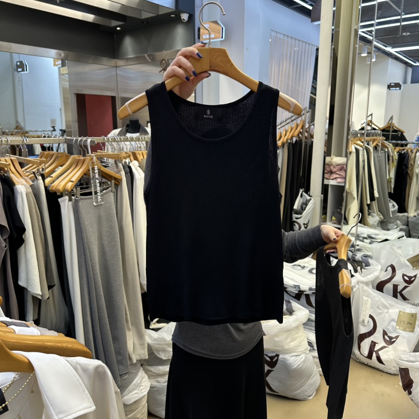 SANS東大門實拍女裝新品26春夏熱賣人氣推薦吊帶背心羅紋SANS吊帶/背心圖色5黑色