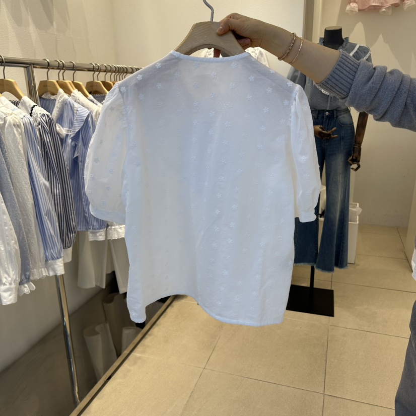 2nd B-S東大門實拍女士新品26春夏熱賣真品襯衫蕾絲衫刺繡2nd B-S襯衫/蕾絲衫