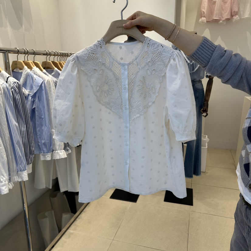 2nd B-S東大門實拍女士新品26春夏熱賣真品襯衫蕾絲衫刺繡2nd B-S襯衫/蕾絲衫圖色1