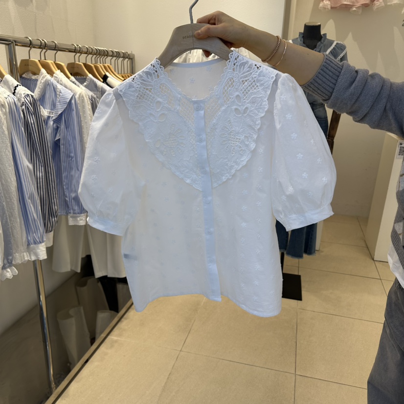 2nd B-S東大門實拍女士新品26春夏熱賣真品襯衫蕾絲衫刺繡2nd B-S襯衫/蕾絲衫圖色2