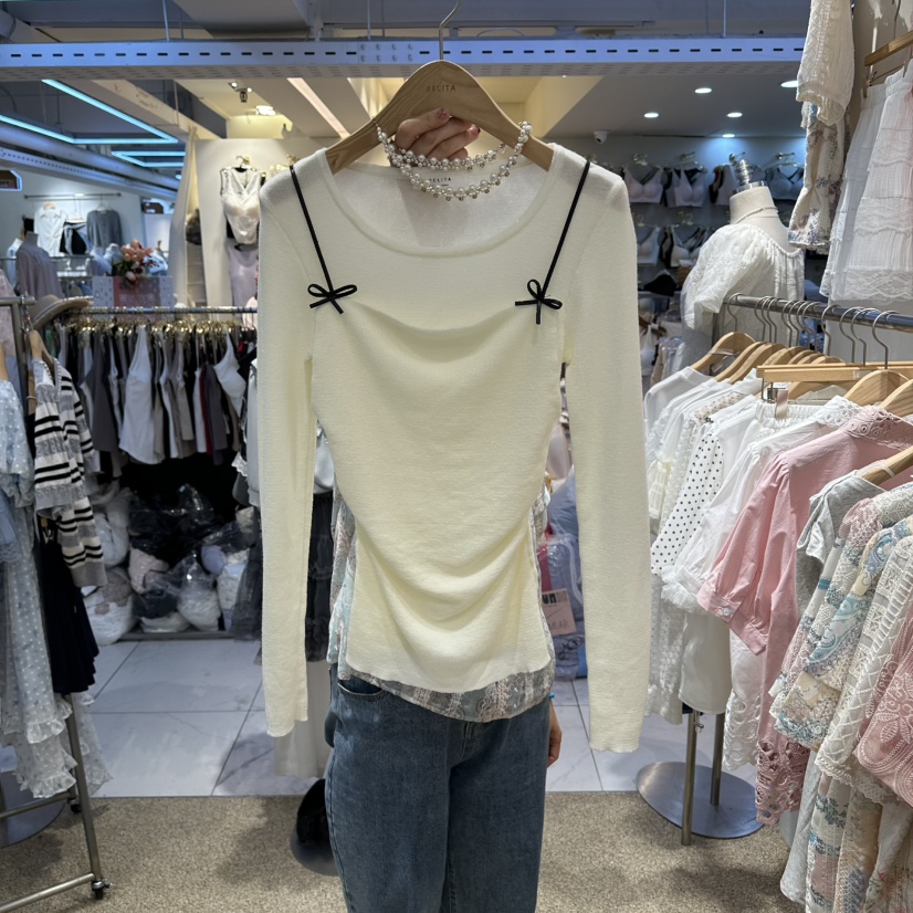 BELITA韓國代購女士新品26春夏熱賣推薦休閑針織衫假兩件BELITA針織衫圖色1