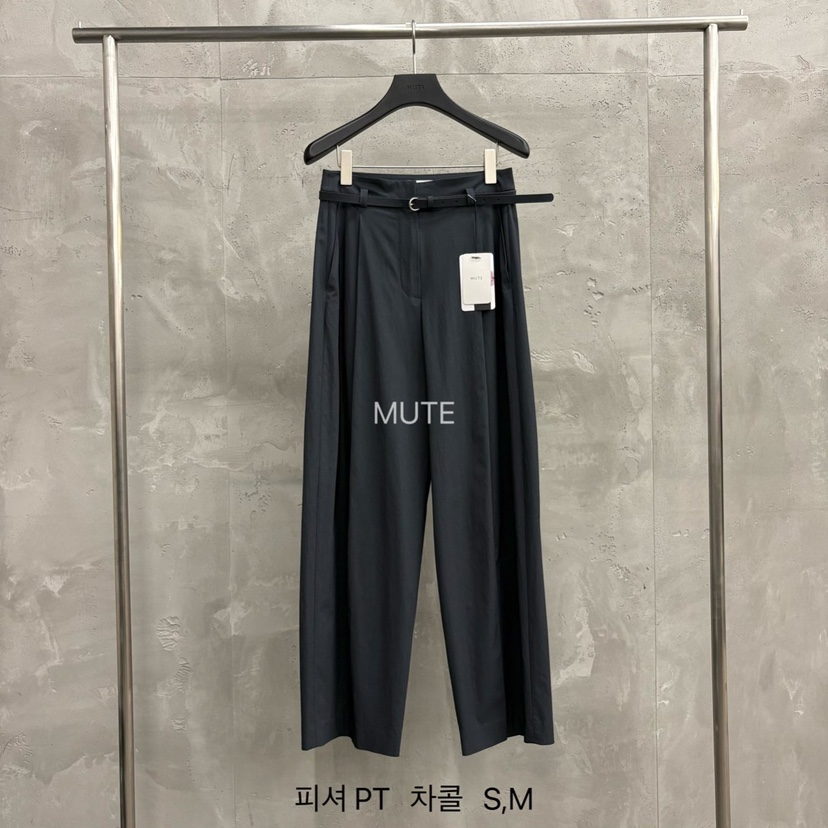 MUTE-P韓國直郵實拍女士新品休閑人氣26春夏休閑褲含腰帶MUTE休閑褲圖色2墨色