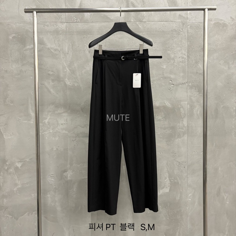 MUTE-P韓國直郵實拍女士新品休閑人氣26春夏休閑褲含腰帶MUTE休閑褲圖色3黑色