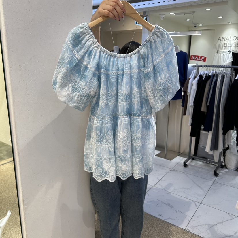 BELITA韓國代購女士新品休閑職業26春夏時尚襯衫蕾絲衫露肩BELITA襯衫/蕾絲衫