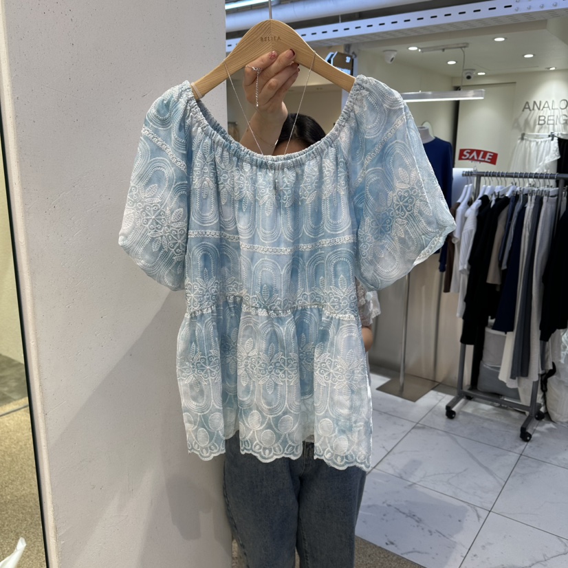 BELITA韓國代購女士新品休閑職業26春夏時尚襯衫蕾絲衫露肩BELITA襯衫/蕾絲衫圖色3