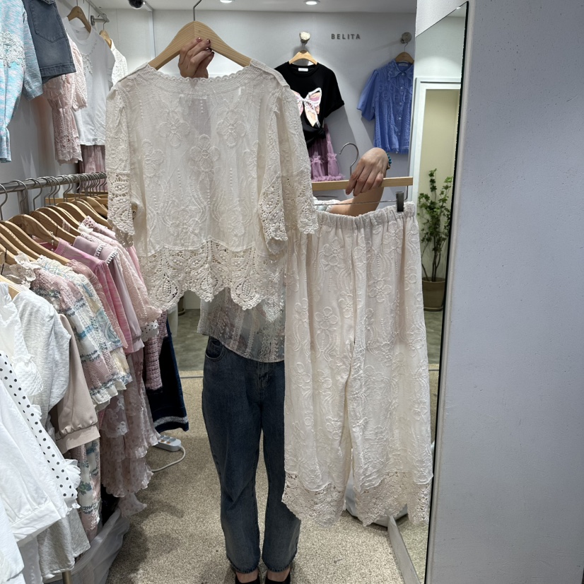 BELITA韓國直郵女士新款時尚職業休閑人氣套裝兩件套蕾絲BELITA套裝