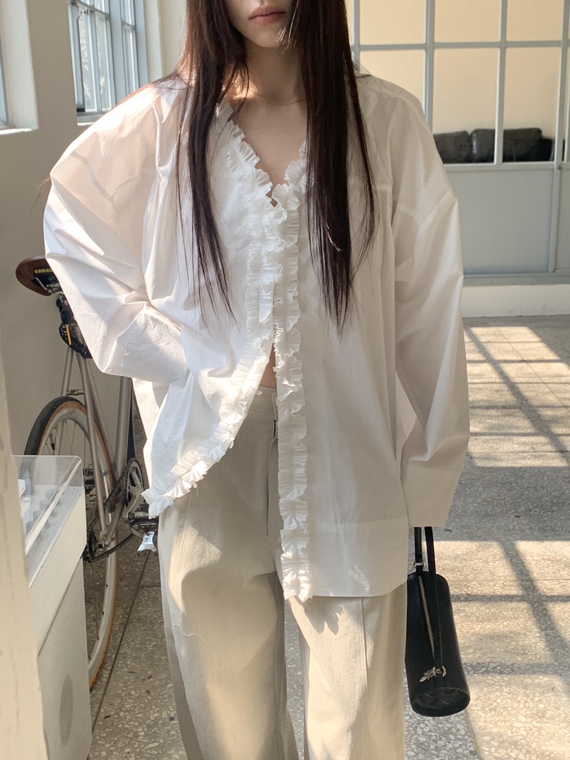 LOGARDEN韓國代購女裝新品人氣熱賣時尚職業休閑襯衫蕾絲衫LO GARDEN襯衫/蕾絲衫