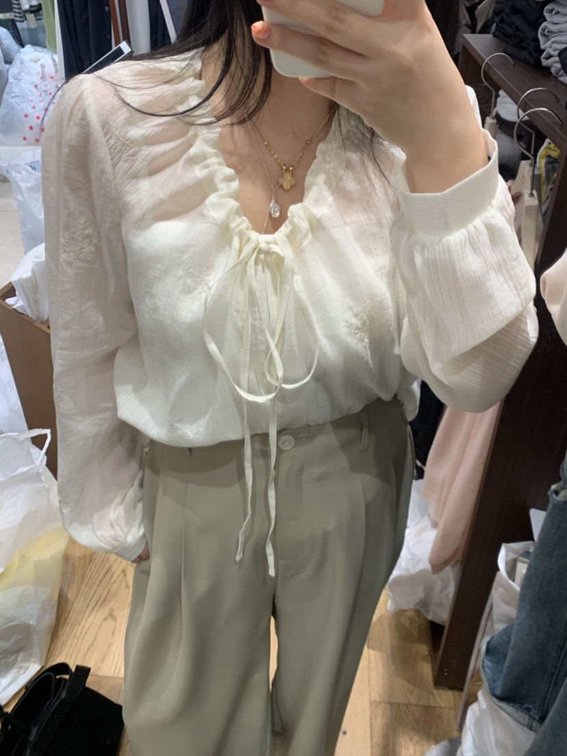 DE GO YOU韓國直郵實拍女裝新品休閑26春夏推薦襯衫蕾絲衫DE GO YOU襯衫/蕾絲衫